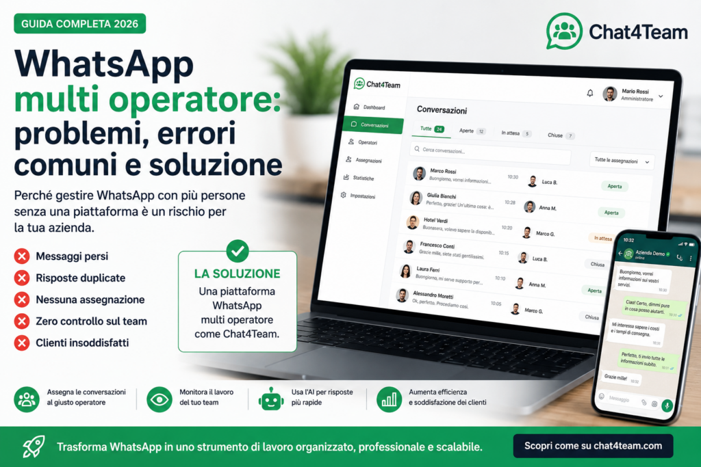 WhatsApp multi operatore problemi errori comuni e soluzione con piattaforma Chat4Team