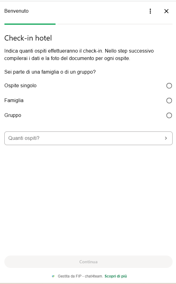 Inviare il modulo di check-in all&rsquo;ospite